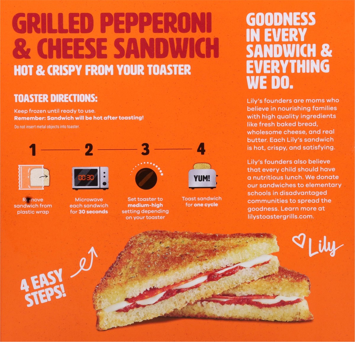 slide 7 of 14, Lily's Toaster Grills Grilled Pepperoni Pizza Sandwich with Premium Pepperoni and Marinara 2 Pack, 2 ct