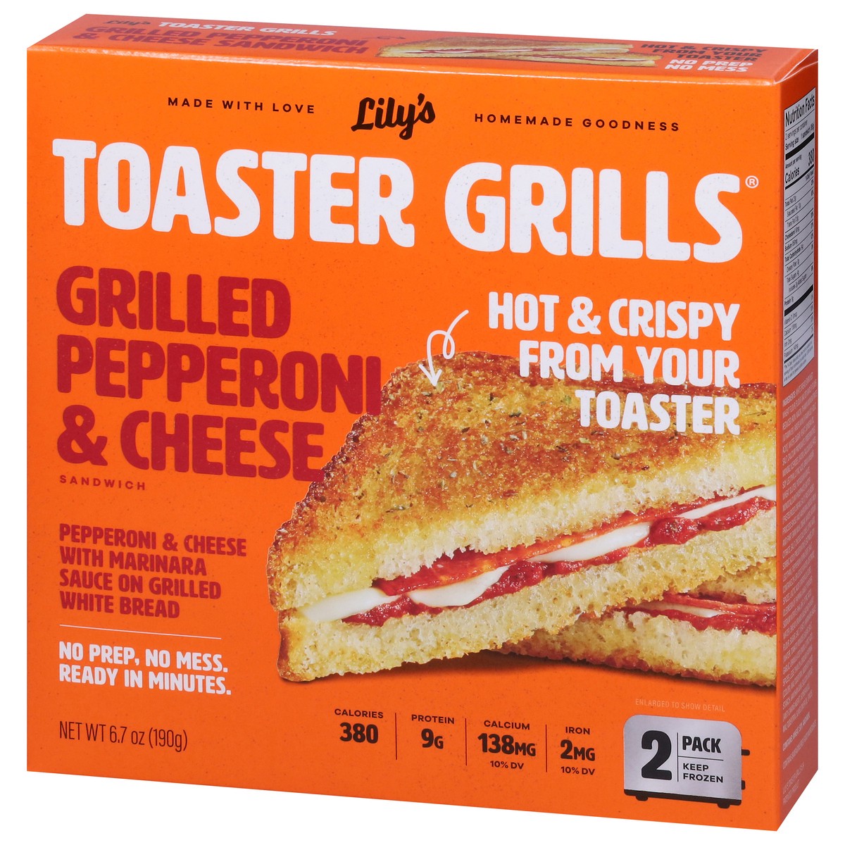 slide 12 of 14, Lily's Toaster Grills Grilled Pepperoni Pizza Sandwich with Premium Pepperoni and Marinara 2 Pack, 2 ct