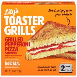 Lily's Toaster Grills Grilled Pepperoni Pizza Sandwich with Premium Pepperoni and Marinara 2 Pack