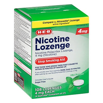 slide 1 of 1, H-E-B InControl Nicotine Sugar Free Lozenges 4 mg, 108 ct