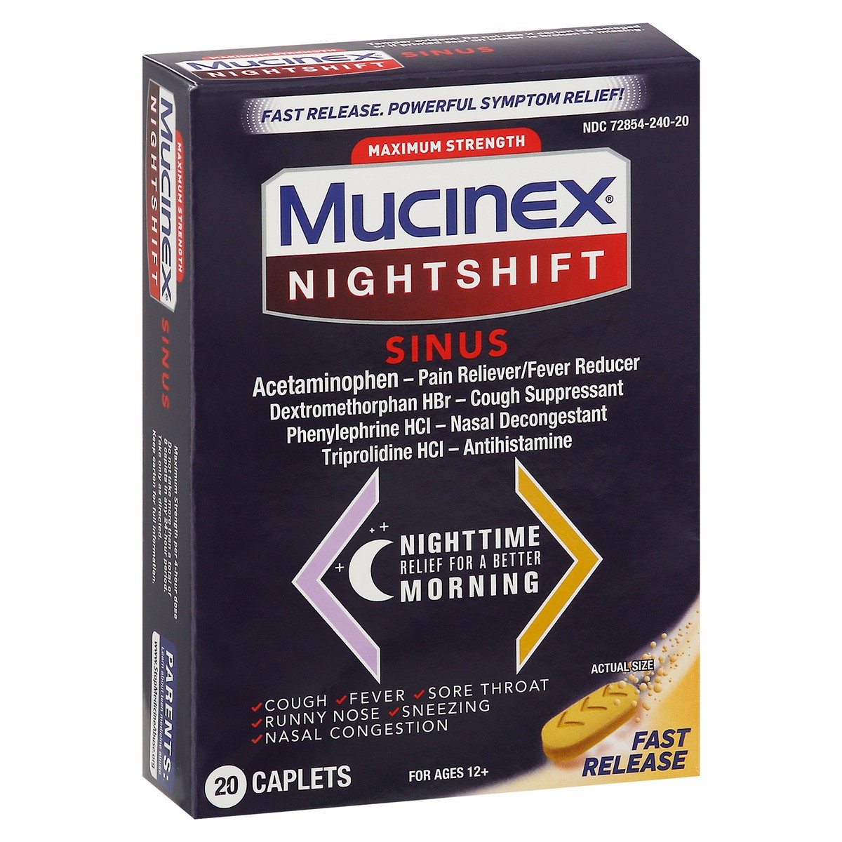 slide 8 of 9, Mucinex Nightshift Sinus Caplets, 20 ct