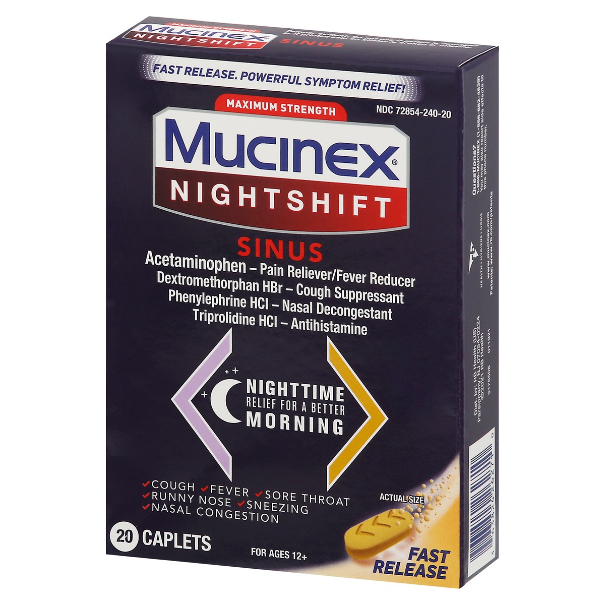 slide 7 of 9, Mucinex Nightshift Sinus Caplets, 20 ct