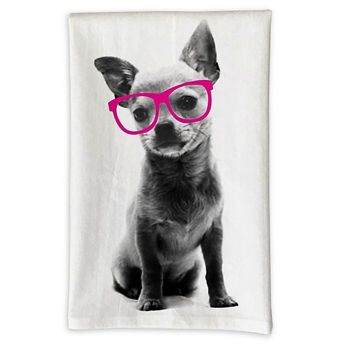 slide 1 of 1, Love You a Latte Shop Chihuahua with Glasses Handmade Kitchen Towel - White, 1 ct