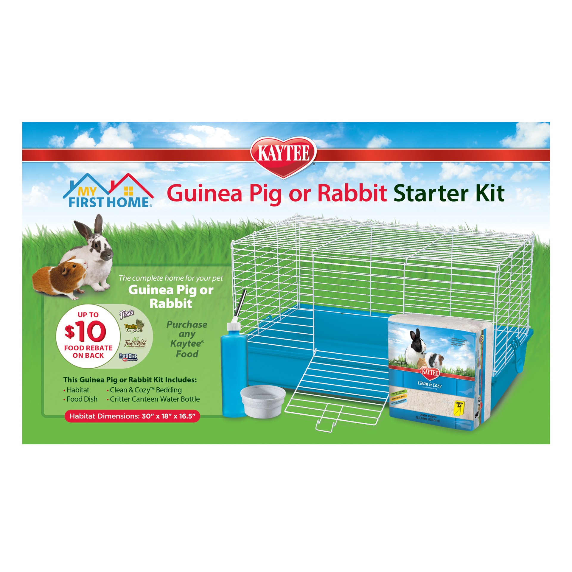 slide 5 of 10, Kaytee Hard Goods Kaytee My First Home Guinea Pig or Rabbit Starter Kit 30" x 18" x 16.5", 1 ct