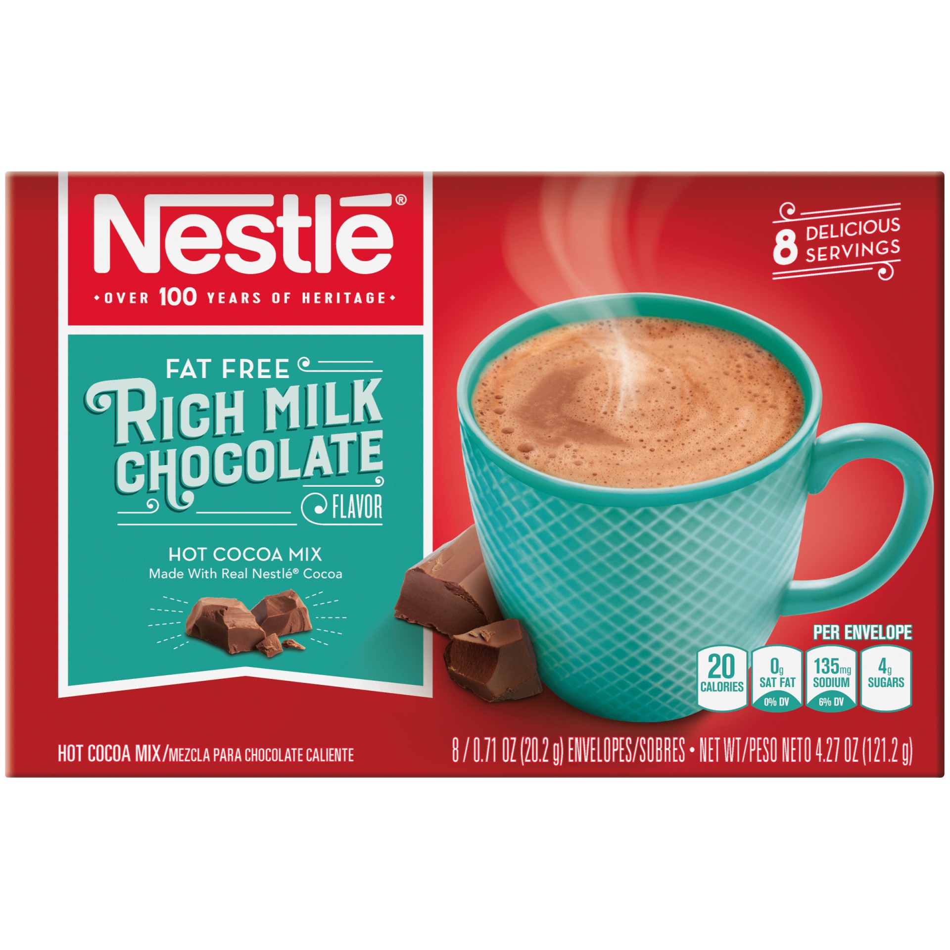 slide 2 of 10, Nestle Hot Cocoa Zero, 0g Added Sugar Rich Milk Chocolate Flavored Mix Powder for Hot Chocolate, Envelopes, 8 Count, 8 ct