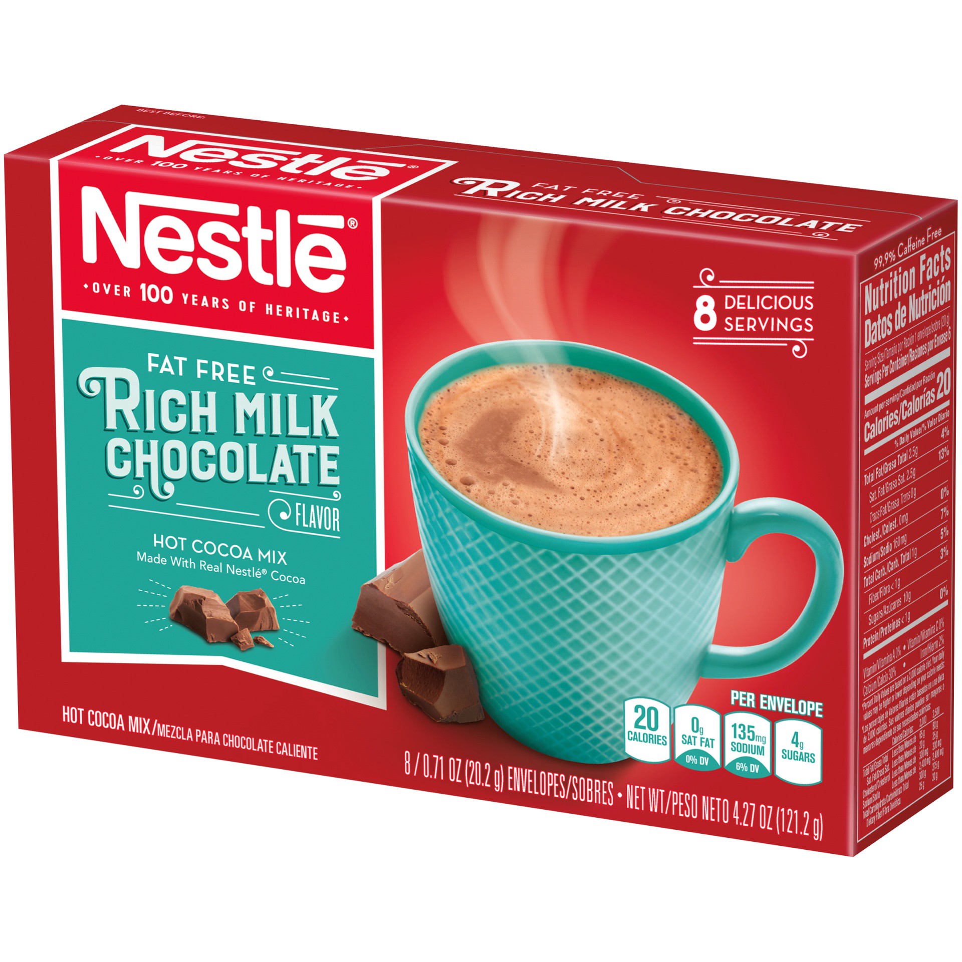 slide 4 of 10, Nestle Hot Cocoa Zero, 0g Added Sugar Rich Milk Chocolate Flavored Mix Powder for Hot Chocolate, Envelopes, 8 Count, 8 ct