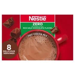 Nestle Hot Cocoa Zero, 0g Added Sugar Rich Milk Chocolate Flavored Mix Powder for Hot Chocolate, Envelopes, 8 Count