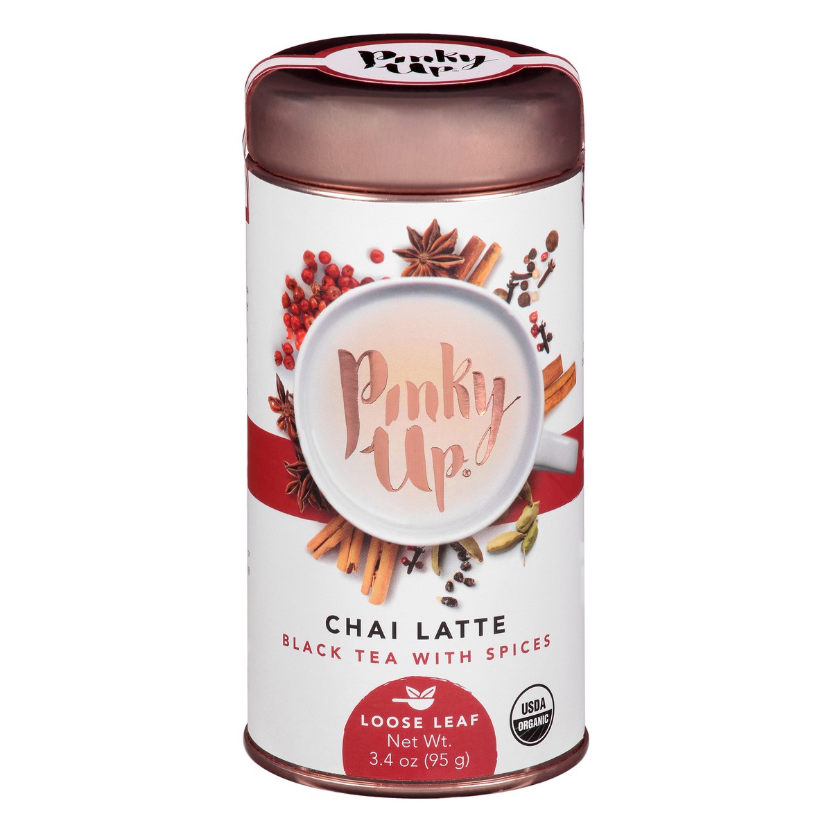 slide 4 of 12, Pinky Up Chai Latte Loose Leaf Tea | Whole Leaf Organic Black Tea, 40-60mg Caffeine Per Serving, Naturally Calorie Free & Gluten Free | 2.5 Ounce Tin, 25 Servings, 1 ct