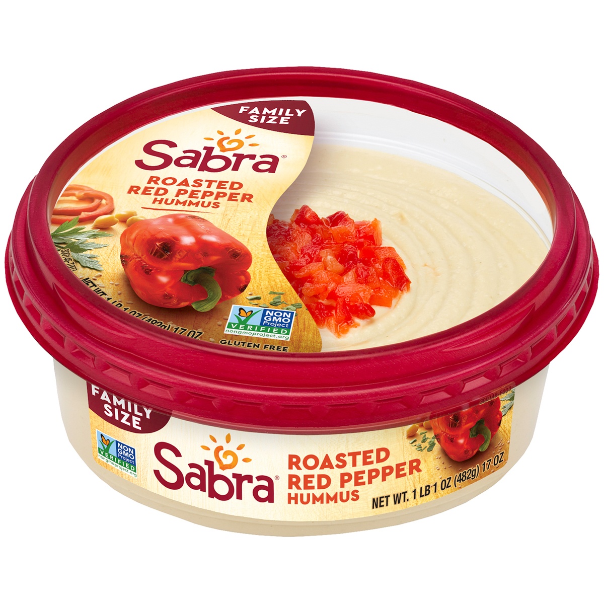 slide 1 of 6, Sabra Roasted Red Pepper Hummus - 17oz, 17 oz