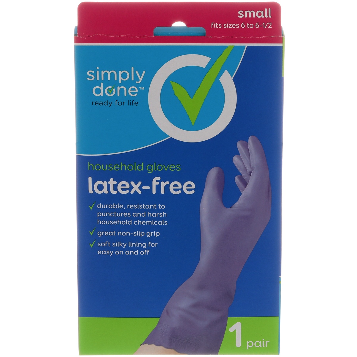 slide 1 of 1, Simply Done Small Latex Free Household Gloves, 1 pair