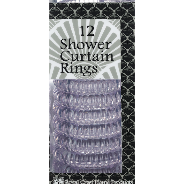 slide 1 of 5, Royal Crest Shower Curtain Rings - Clear, 12 ct