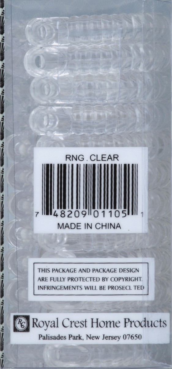 slide 5 of 5, Royal Crest Shower Curtain Rings - Clear, 12 ct