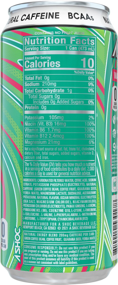 slide 3 of 6, A SHOC Watermelon Energy Drink, 16 fl oz can, 16 oz