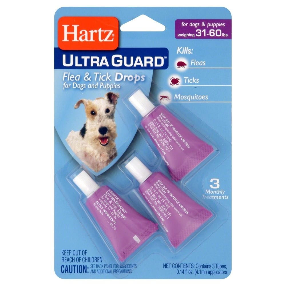 slide 1 of 1, Hartz Ultra Guard Flea Tick Drops For Dogs 31-60 Lbs, 31-60 LB