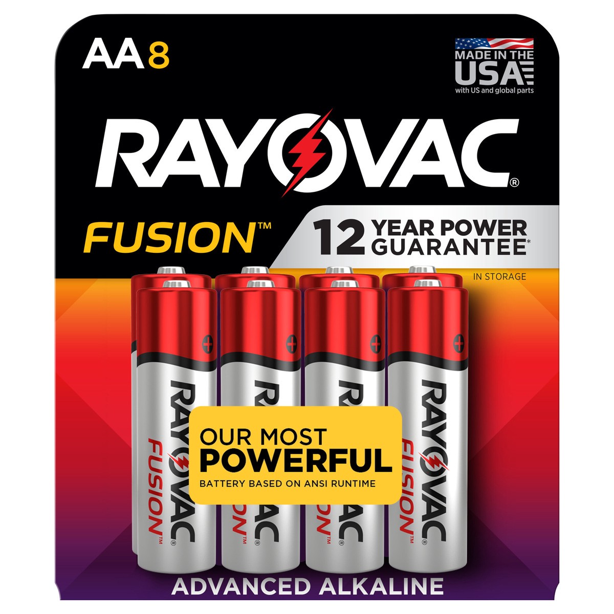 slide 1 of 2, Rayovac Fusion AA Advanced Alkaline 8 Pack Batteries 8 ea, 8 ct