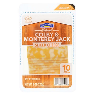 slide 1 of 1, Hill Country Fare Sliced Colby Jack Cheese, 8 oz