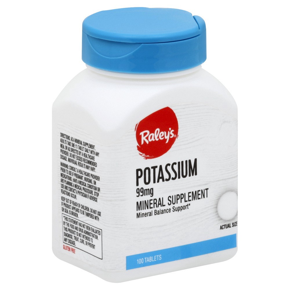 slide 1 of 1, Raley's Potassium 99mg 100 ct, 100.0 ct