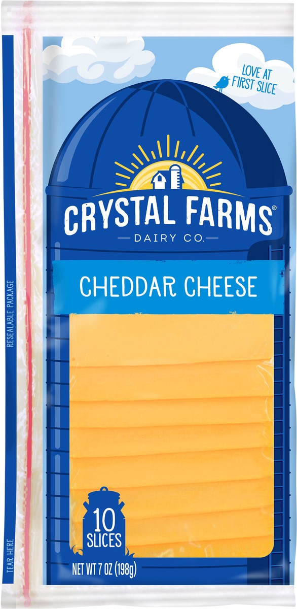 slide 2 of 3, Crystal Farms Cheddar Sliced Cheese, 7 oz, 10 count, 10 ct