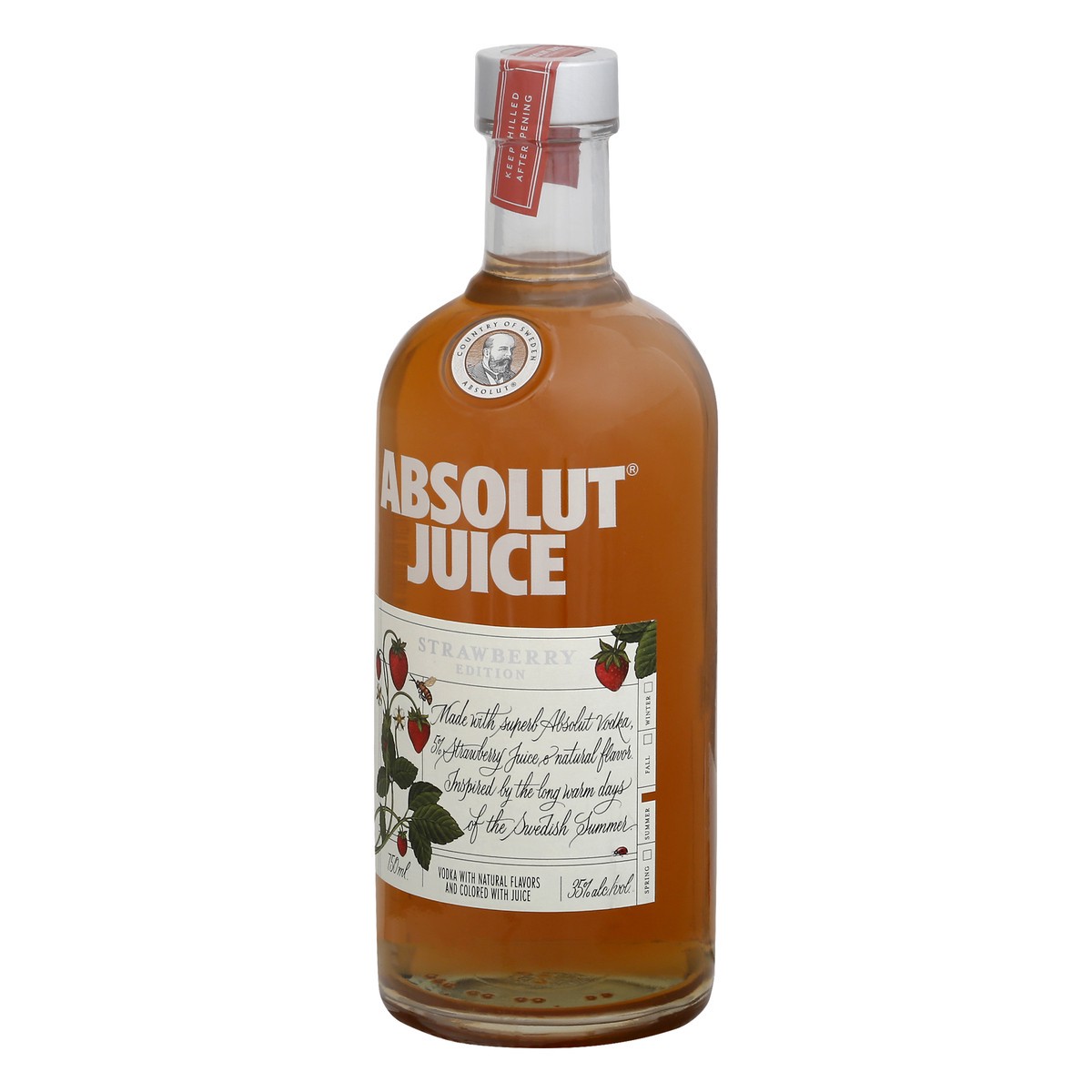 slide 5 of 9, Absolut Vodka Strawberry Juice, 750 ml