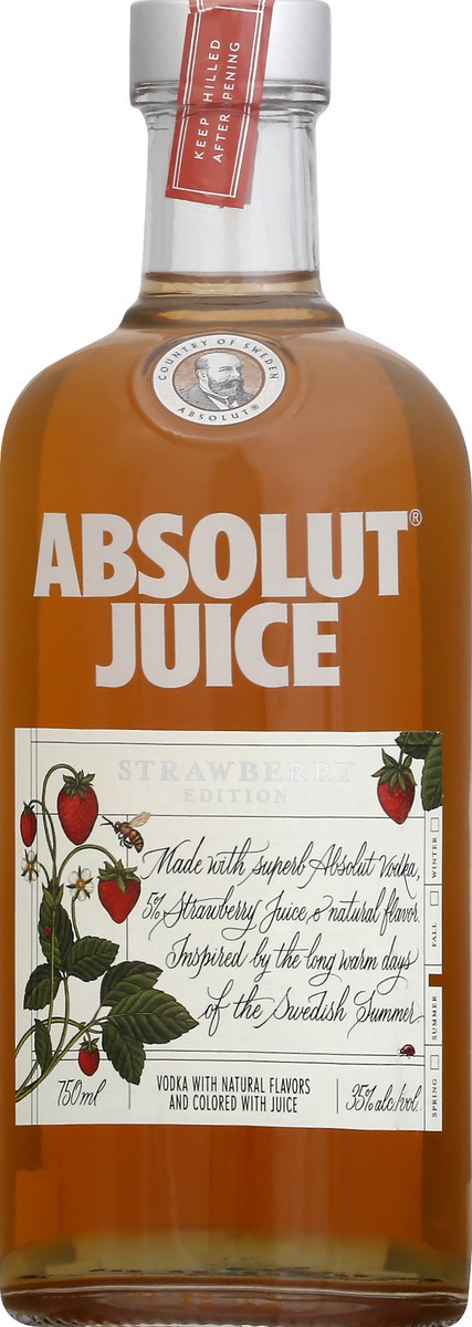 slide 1 of 9, Absolut Vodka Strawberry Juice, 750 ml