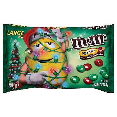 slide 1 of 1, M&M's Holiday Peanut with Real Milk Chocolate, 19.2 oz