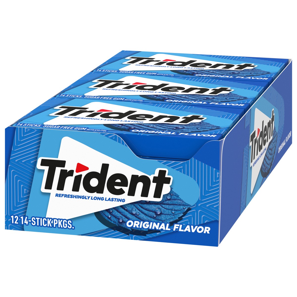 slide 3 of 9, Trident Original Sugar Free Gum, 12 Packs of 14 Pieces (168 Total Pieces), 11.26 oz