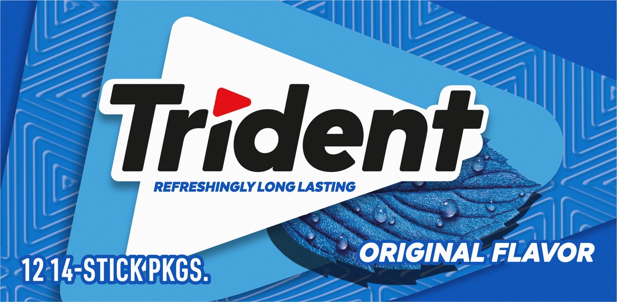 slide 5 of 9, Trident Original Sugar Free Gum, 12 Packs of 14 Pieces (168 Total Pieces), 11.26 oz