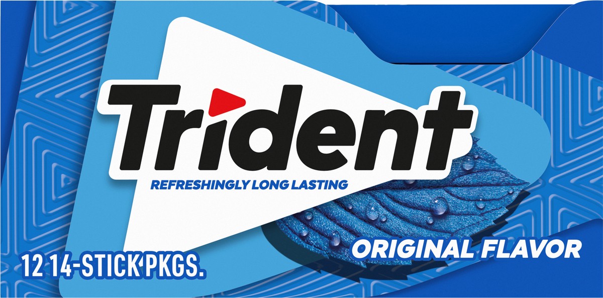 slide 6 of 9, Trident Original Sugar Free Gum, 12 Packs of 14 Pieces (168 Total Pieces), 11.26 oz