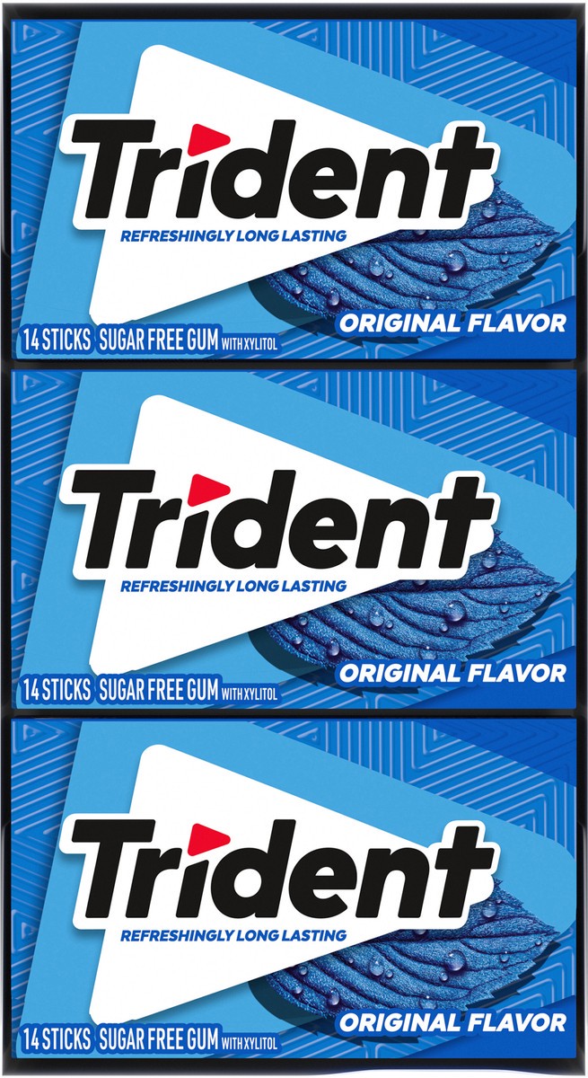 slide 9 of 9, Trident Original Sugar Free Gum, 12 Packs of 14 Pieces (168 Total Pieces), 11.26 oz