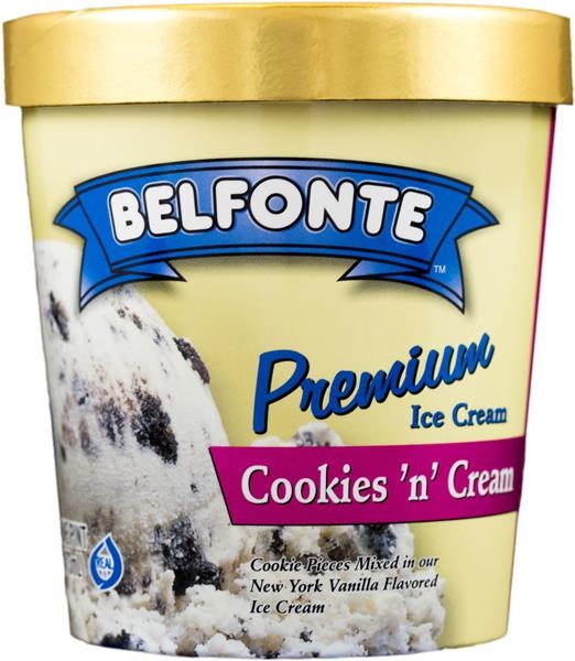 slide 1 of 1, Belfonte Premium Cookies & Cream, 16 oz