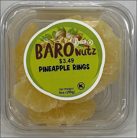 slide 1 of 1, Baro Nuts B/Nut Pinppl Rings, 9 oz
