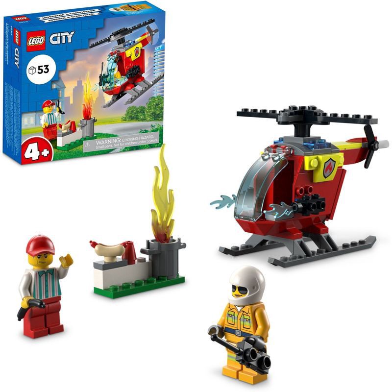 slide 1 of 6, LEGO City Fire Helicopter Preschool Toy 60318, 1 ct