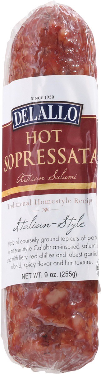 slide 2 of 9, Delallo Hot Sopressata - 9 Oz, 9 oz