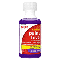 slide 6 of 29, Meijer Children's Pain & Fever Acetaminophen Oral Suspension, Grape, 160 mg, 4 oz