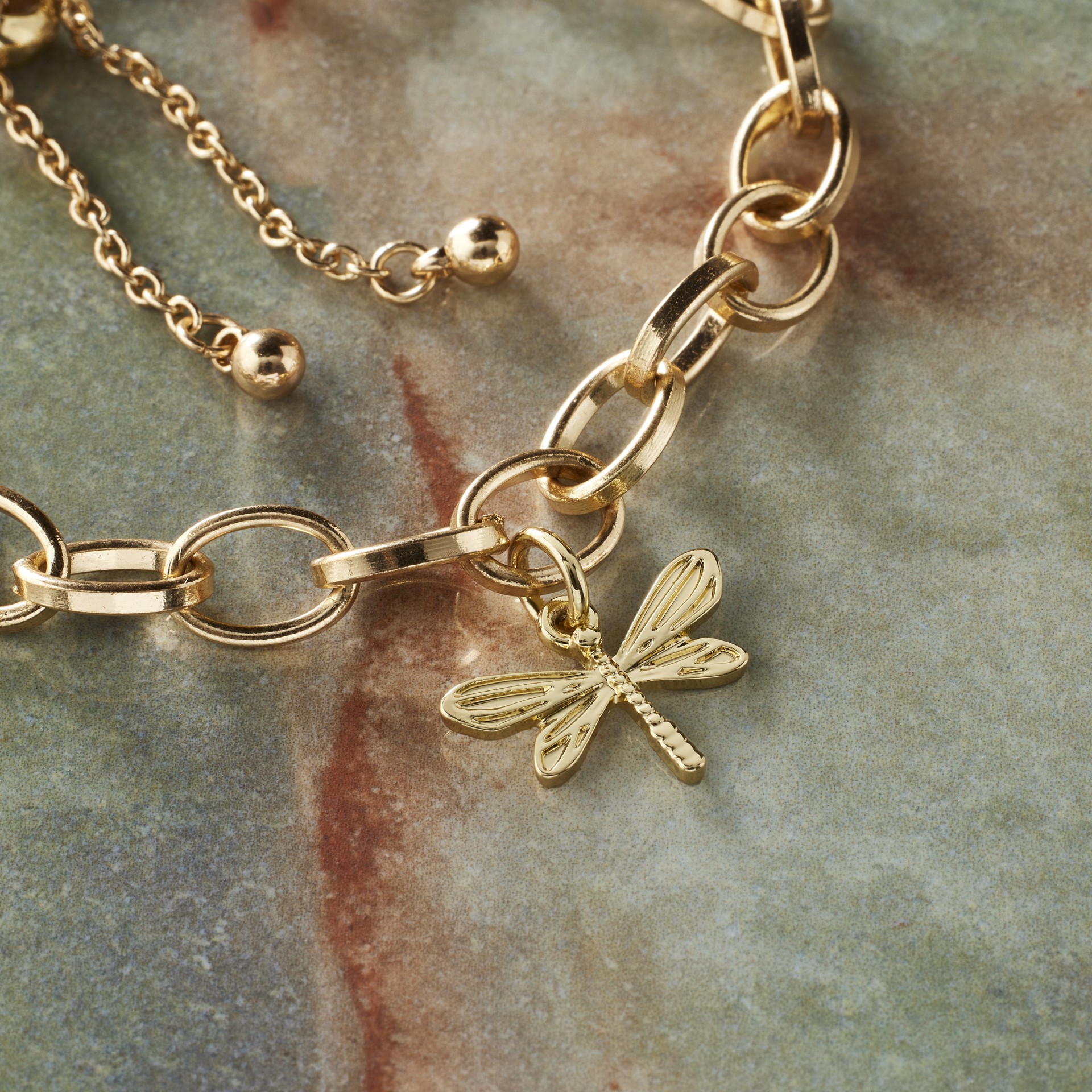 slide 3 of 6, 14k Gold Plated Dragonfly Charm By Bead Landing, 0.66 in x 0.69 in x 0.08 in