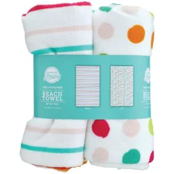 Destination Holiday Microfiber Summer Beach Towel Set - Stripe & Dots, 2 pk