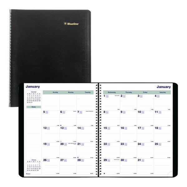 slide 2 of 5, 2025 Blueline Plan & Link 16-Month Monthly Planner, 11"" X 9-1/16"", 50% Recycled, Black, September To December, 1 ct