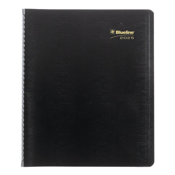 slide 1 of 5, 2025 Blueline Plan & Link 16-Month Monthly Planner, 11"" X 9-1/16"", 50% Recycled, Black, September To December, 1 ct