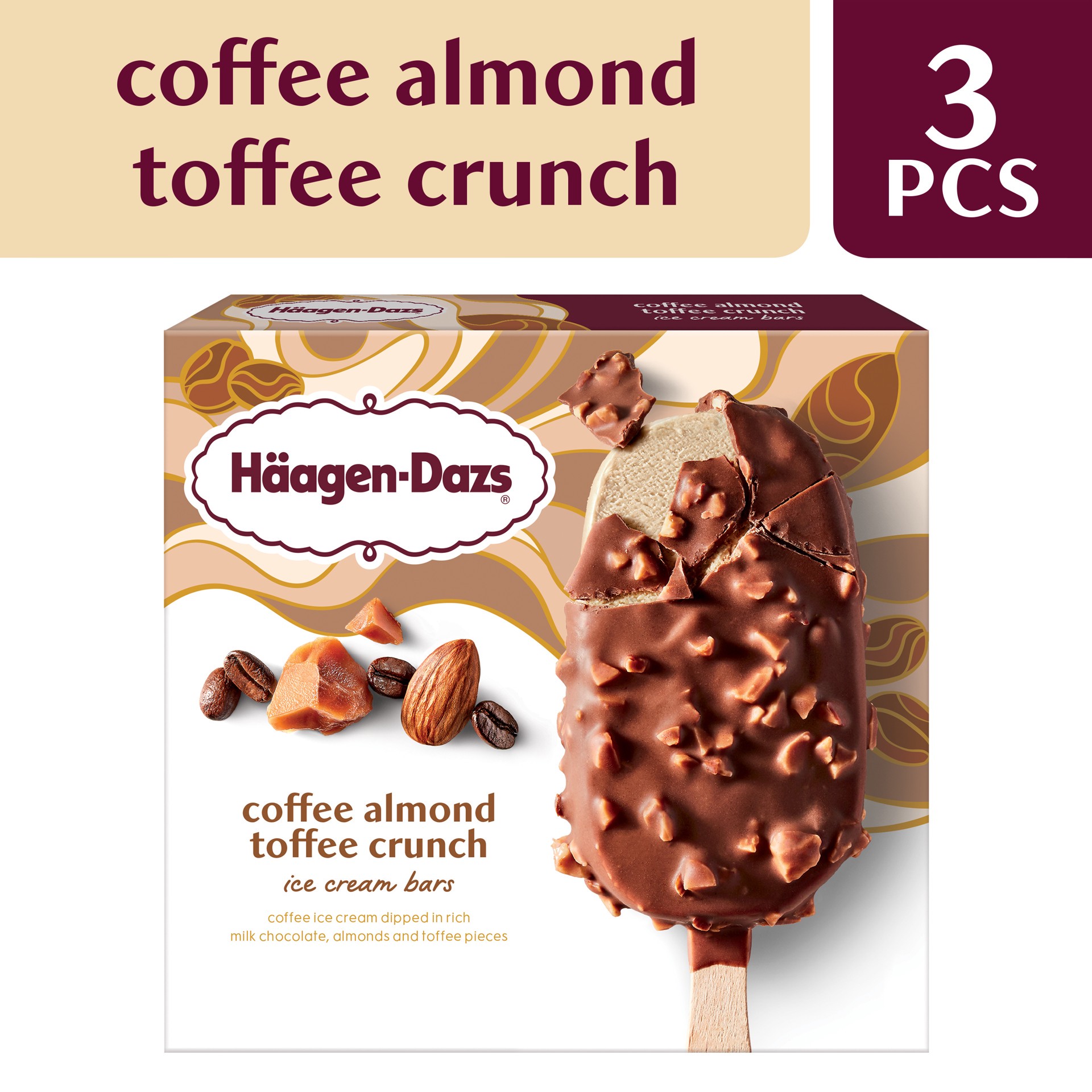 slide 5 of 5, Häagen-Dazs Coffee Almond Toffee Crunch Ice Cream 3 - 9 fl oz Bars, 3 ct