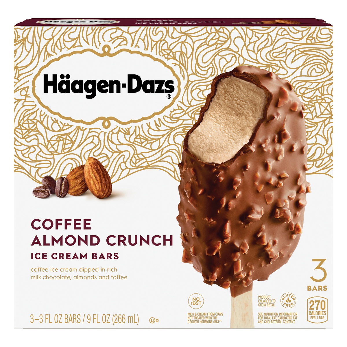 slide 1 of 6, Häagen-Dazs Coffee Almond Crunch Ice Cream Bars, 3 ct; 3 fl oz