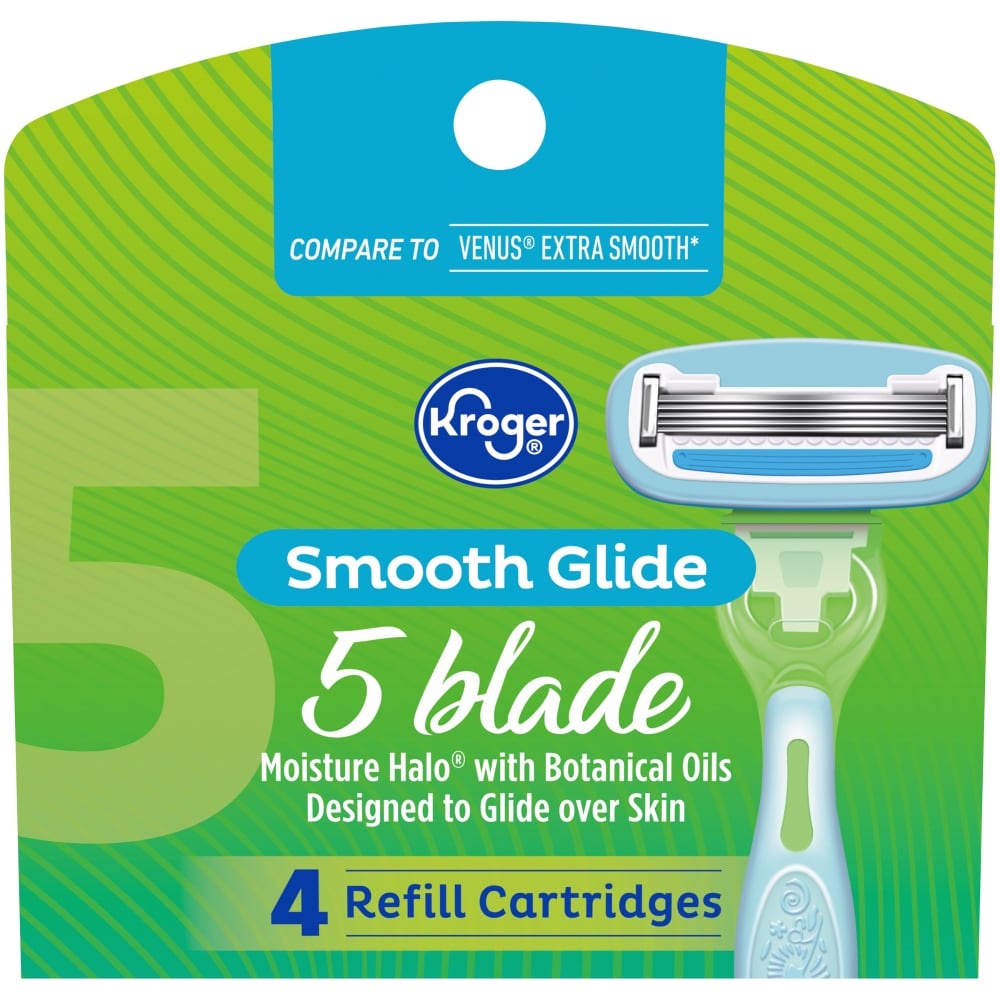 slide 1 of 1, Kroger 5 Blade Smooth Glide Shave System Refill, 4 ct