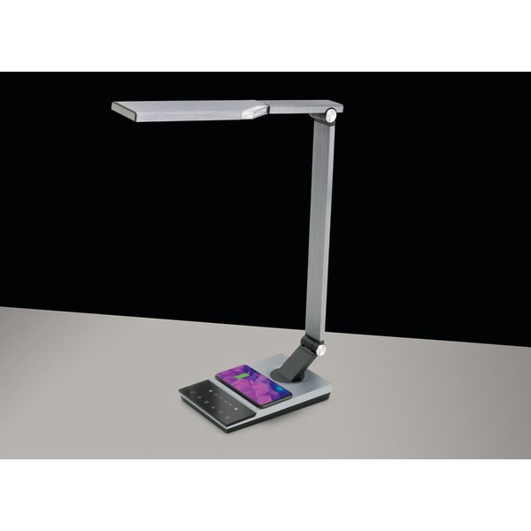 slide 3 of 10, Workpro Led Usb Desk Lamp With Wireless Charger And Timer, 17-1/2""H, Brushed Metal/Gray, 1 ct