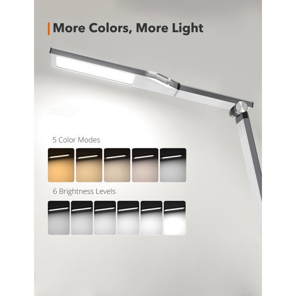 slide 10 of 10, Workpro Led Usb Desk Lamp With Wireless Charger And Timer, 17-1/2""H, Brushed Metal/Gray, 1 ct