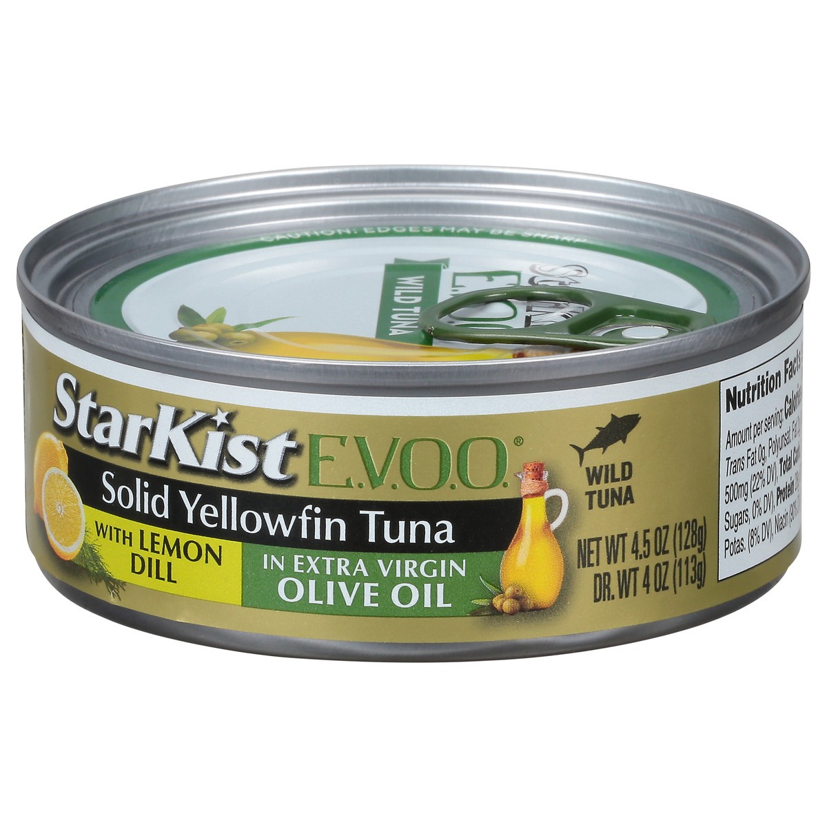 slide 10 of 12, StarKist E.V.O.O. Solid Yellowfin Tuna with Lemon Dill in Extra Virgin Olive Oil 4.5 oz, 4.5 oz