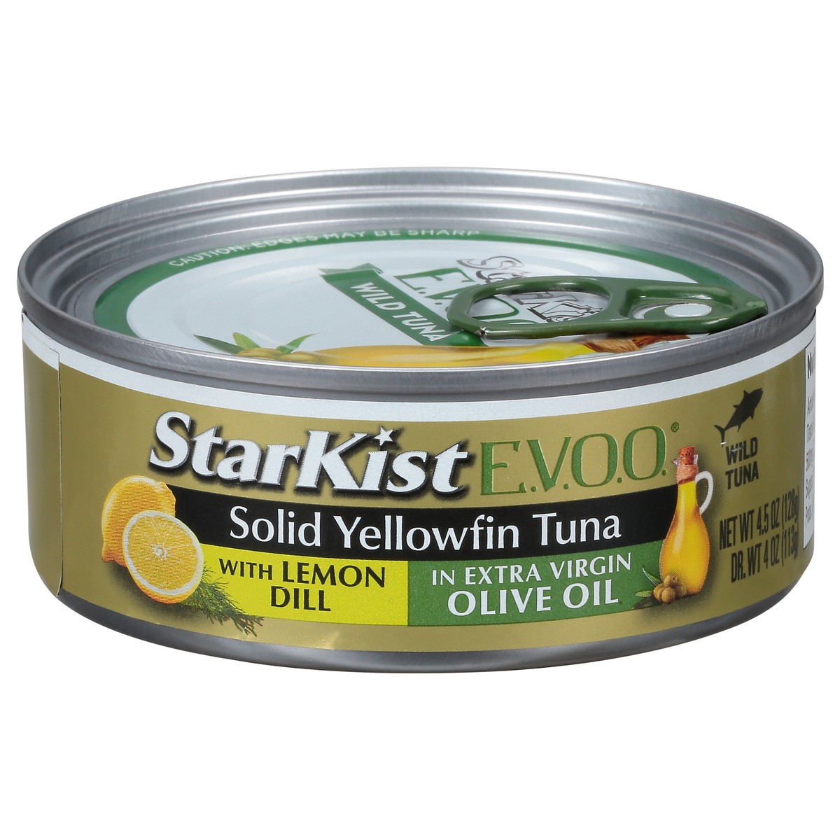 slide 1 of 12, StarKist E.V.O.O. Solid Yellowfin Tuna with Lemon Dill in Extra Virgin Olive Oil 4.5 oz, 4.5 oz