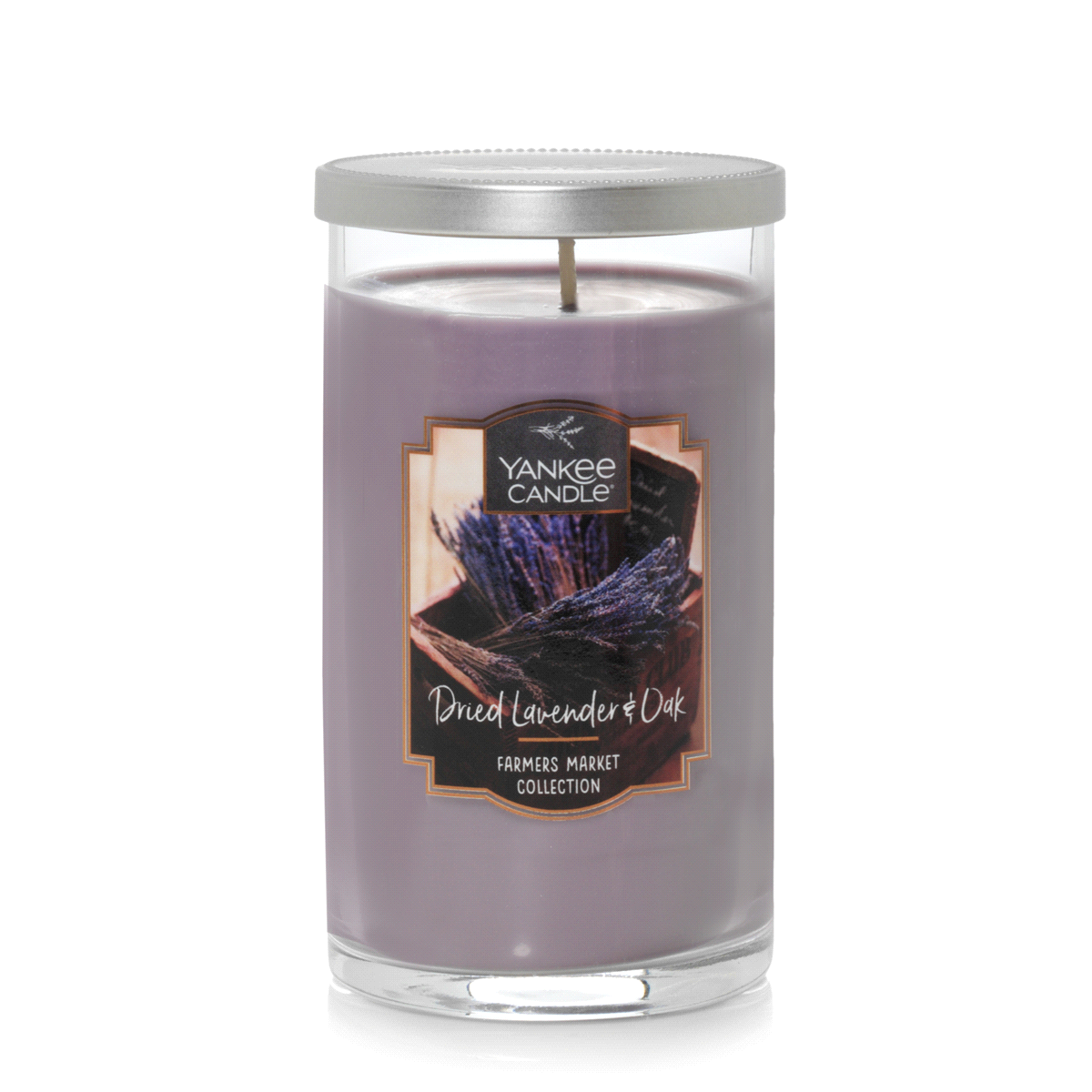 slide 1 of 1, Yankee Candle Dried Lavender & Oak Pillar Candle - Purple, 12 oz
