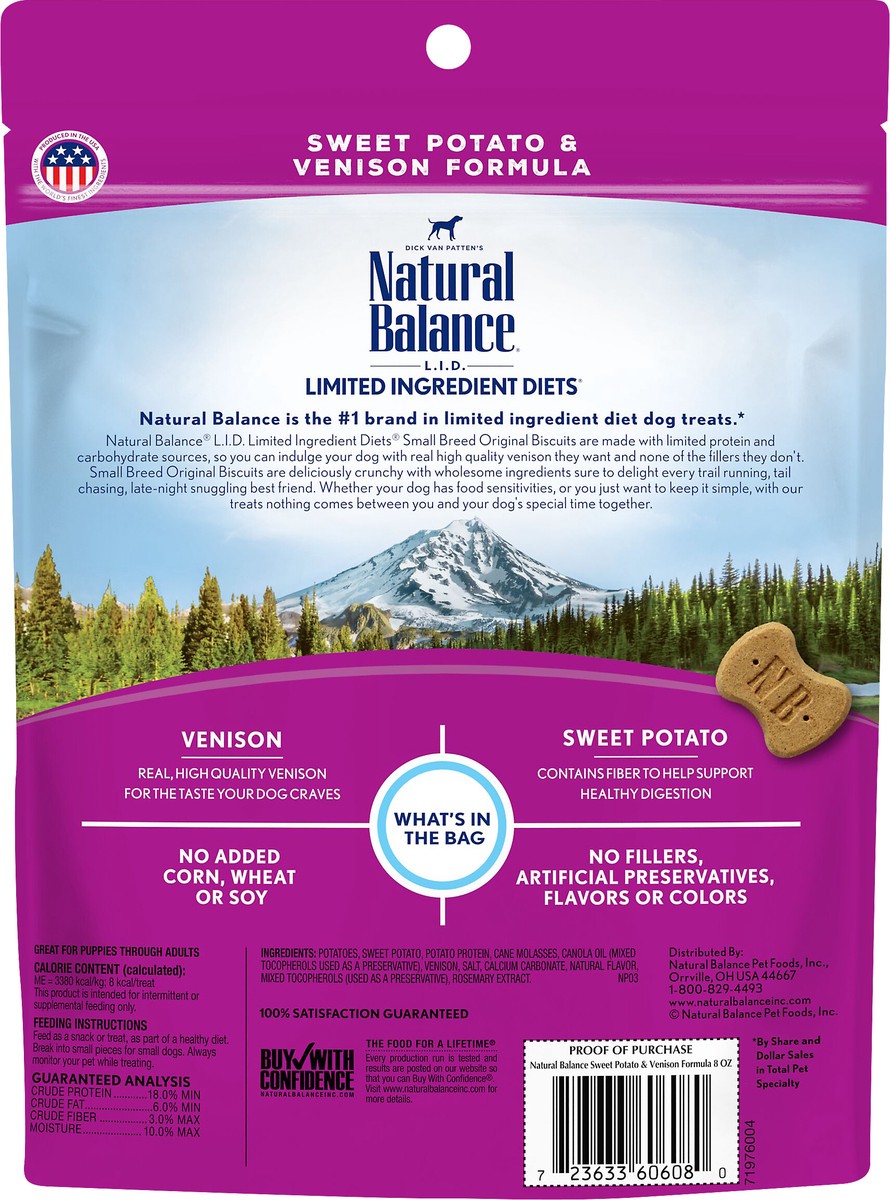 slide 2 of 7, Natural Balance L.I.T. Limited Ingredient Treats Sweet Potato & Venison Formula Small Breed Dry Dog Treats, 8-Ounce, 8 oz