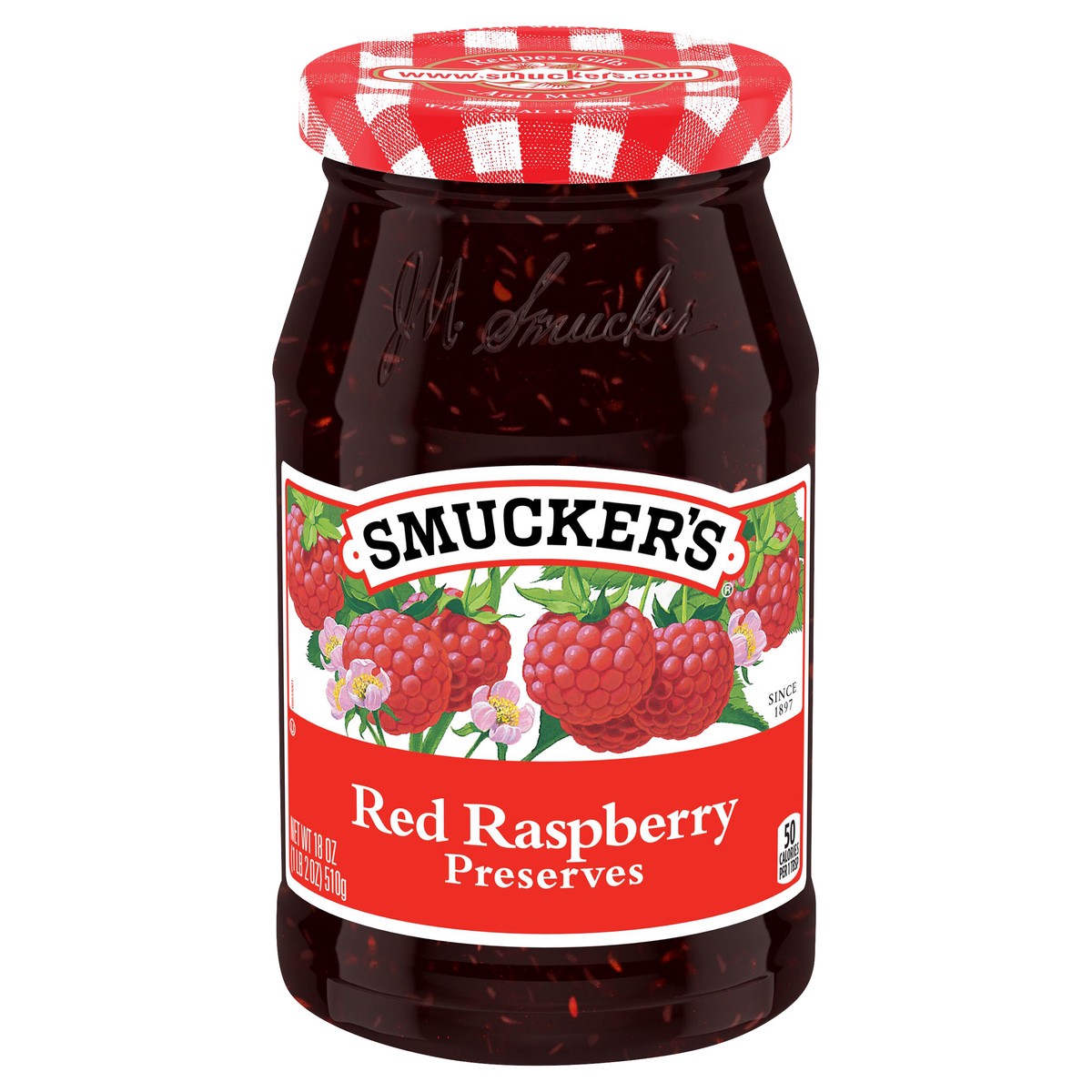 slide 1 of 8, Smucker's Red Raspberry Preserves Spread, 18 oz