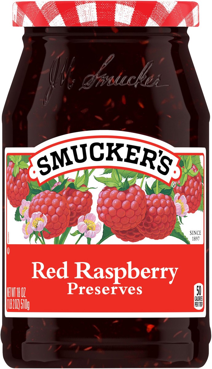 slide 5 of 8, Smucker's Red Raspberry Preserves Spread, 18 oz