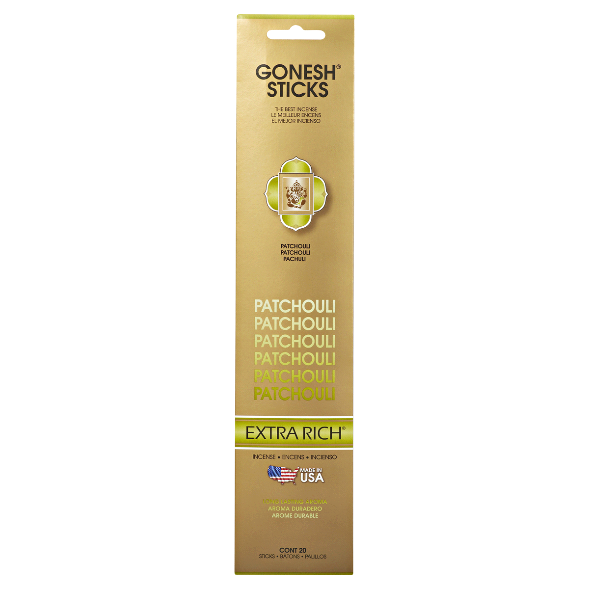 slide 1 of 9, Gonesh Incense Extra Rich Patchouli Incense Air Freshener 20 ea, 20 ct